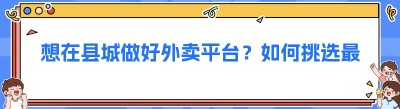 想在县城做好外卖平台？如何挑选最适合本地市场的软件系统？