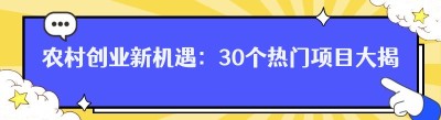 农村创业新机遇：30个热门项目大揭秘