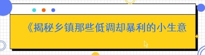《揭秘乡镇那些低调却暴利的小生意》