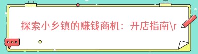 探索小乡镇的赚钱商机：开店指南