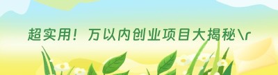 超实用！万以内创业项目大揭秘