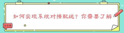 如何实现系统对接配送？你需要了解这些要点