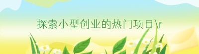 探索小型创业的热门项目