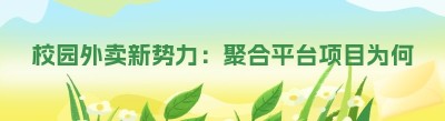 校园外卖新势力：聚合平台项目为何在大学里如此火爆