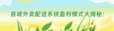 县城外卖配送系统盈利模式大揭秘：零基础也能轻松上手