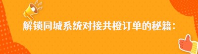 解锁同城系统对接共橙订单的秘籍：实用技巧大揭秘