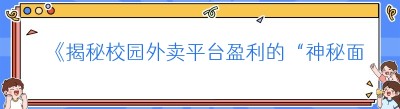 《揭秘校园外卖平台盈利的“神秘面纱”——美团背后的那些事儿》