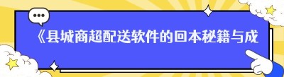 《县城商超配送软件的回本秘籍与成功案例分享》