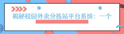 揭秘校园外卖分拣站平台系统：一个月回本的赚钱秘籍