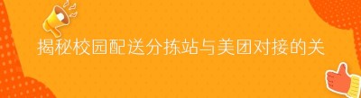 揭秘校园配送分拣站与美团对接的关键要点